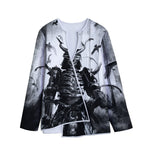 Demon Samurai Print Long Sleeve Short Coat