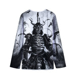 Demon Samurai Print Long Sleeve Short Coat