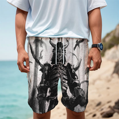 Demon Samurai Print Men's Cargo Shorts