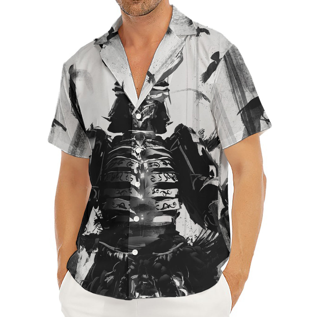 Demon Samurai Print Men's Deep V-Neck Shirt