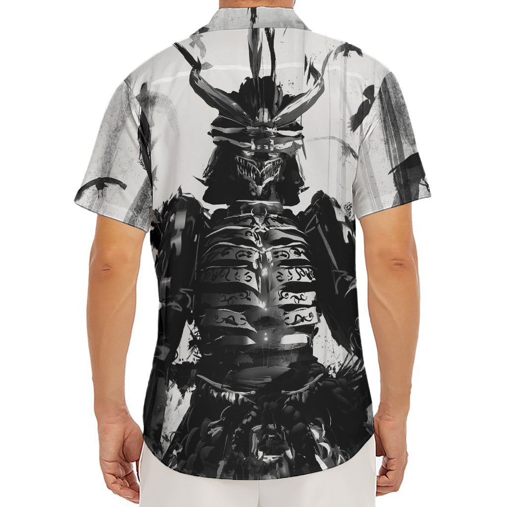 Demon Samurai Print Men's Deep V-Neck Shirt