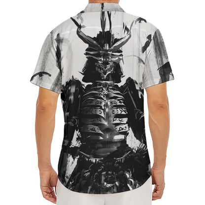 Demon Samurai Print Men's Deep V-Neck Shirt