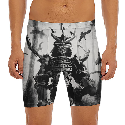 Demon Samurai Print Men's Long Boxer Briefs
