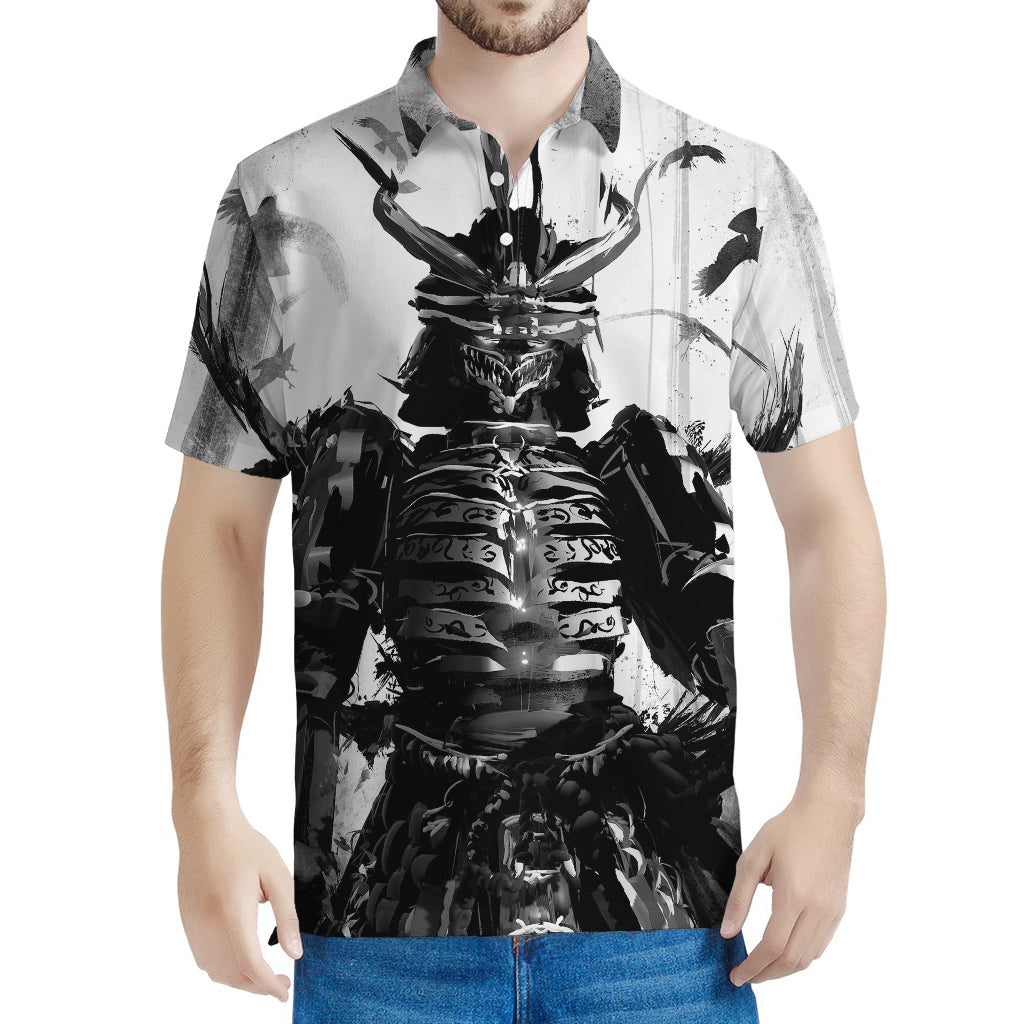 Demon Samurai Print Men's Polo Shirt