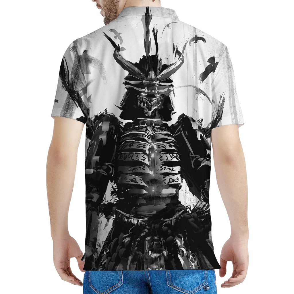 Demon Samurai Print Men's Polo Shirt
