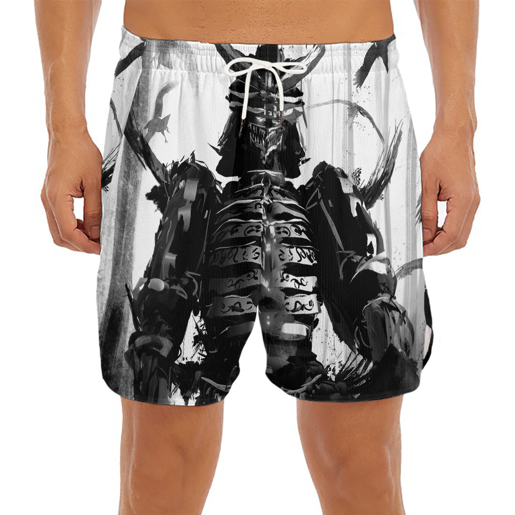 Demon Samurai Print Men's Split Running Shorts