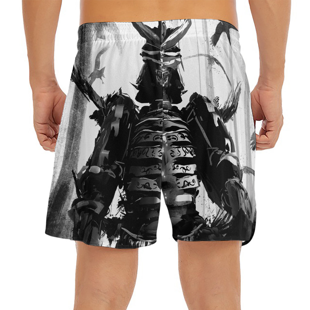 Demon Samurai Print Men's Split Running Shorts