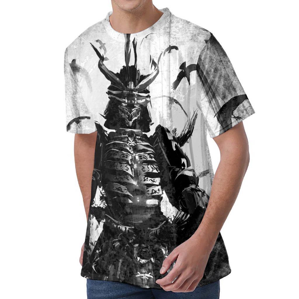 Demon Samurai Print Men's Velvet T-Shirt