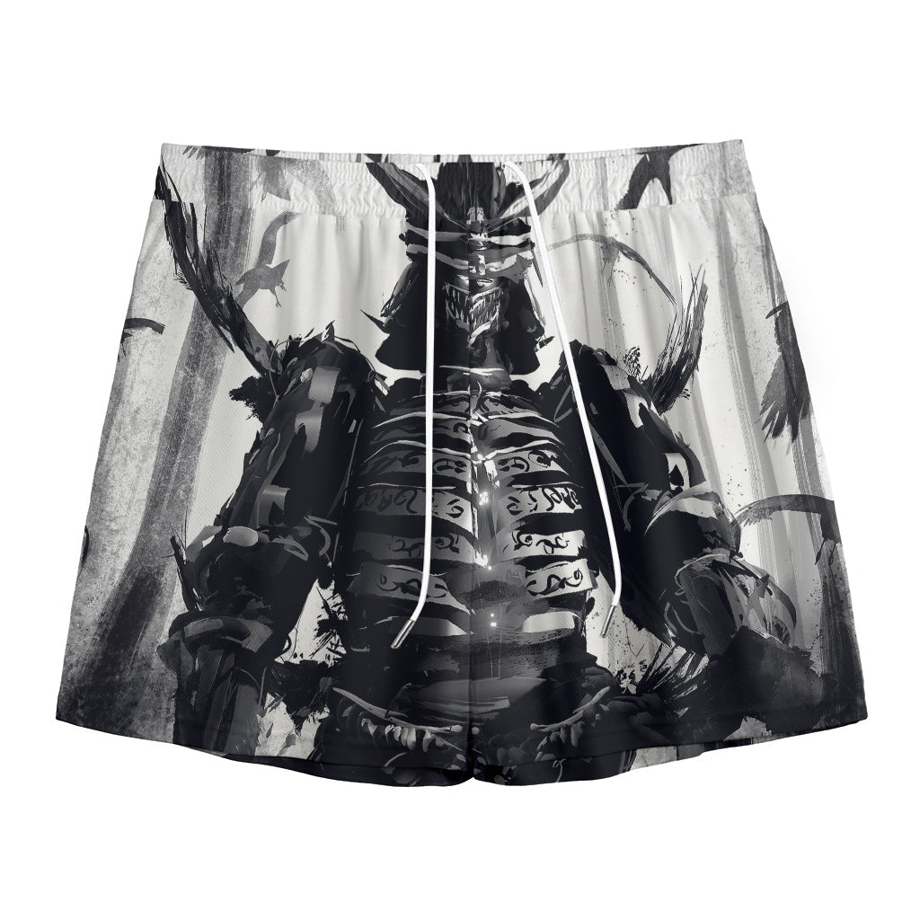 Demon Samurai Print Mesh Shorts