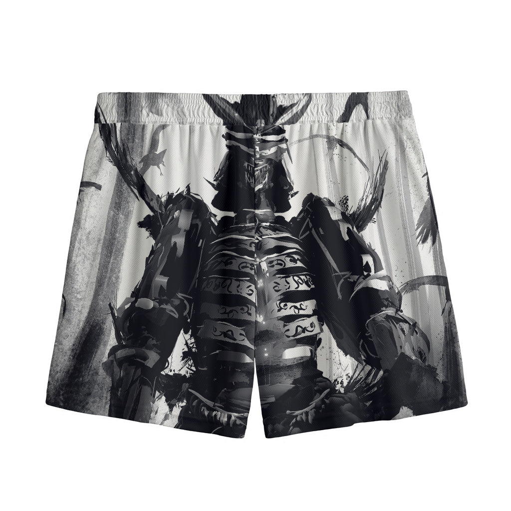 Demon Samurai Print Mesh Shorts