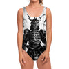 Demon Samurai Print One Piece Swimsuit