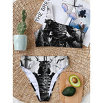Demon Samurai Print One Shoulder Bikini Top
