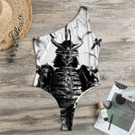 Demon Samurai Print One Shoulder Bodysuit