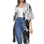 Demon Samurai Print Open Front Beach Cover Up