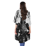 Demon Samurai Print Open Front Beach Cover Up