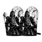 Demon Samurai Print Oven Mitts