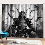Demon Samurai Print Pencil Pleat Curtains