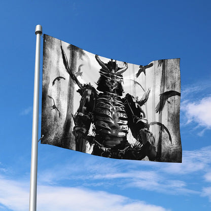 Demon Samurai Print Polyester Flag