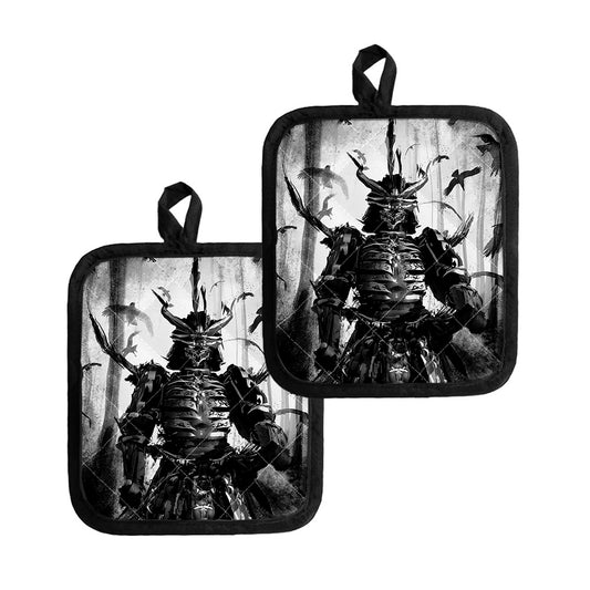 Demon Samurai Print Pot Holders