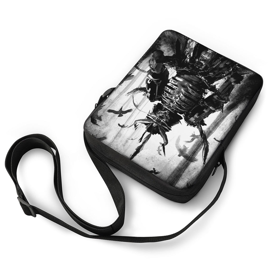 Demon Samurai Print Rectangular Crossbody Bag