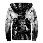 Demon Samurai Print Sherpa Lined Zip Up Hoodie