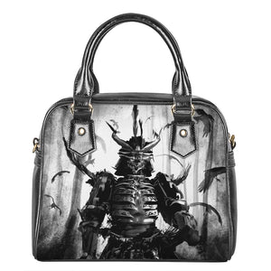 Demon Samurai Print Shoulder Handbag