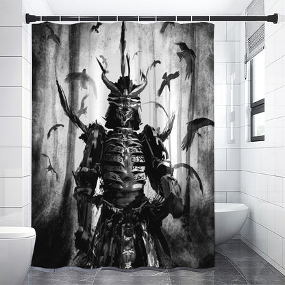 Demon Samurai Print Shower Curtain
