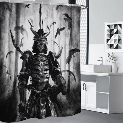 Demon Samurai Print Shower Curtain