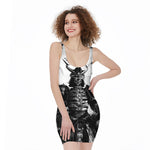 Demon Samurai Print Sleeveless Bodycon Dress