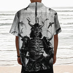 Demon Samurai Print Textured Short Sleeve Shirt