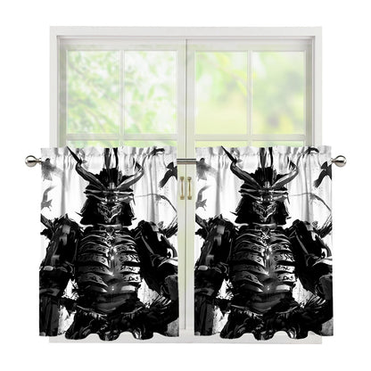 Demon Samurai Print Tier Curtains