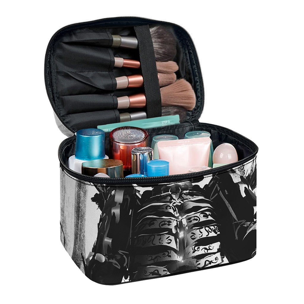 Demon Samurai Print Travel Makeup Bag