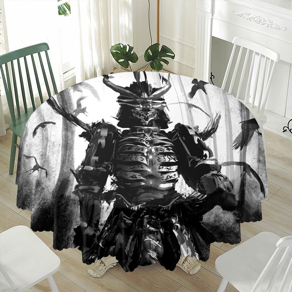 Demon Samurai Print Waterproof Round Tablecloth