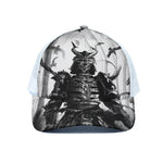 Demon Samurai Print White Mesh Trucker Cap