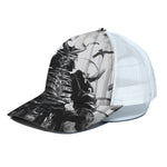 Demon Samurai Print White Mesh Trucker Cap