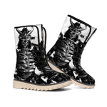 Demon Samurai Print Winter Boots