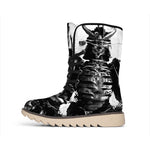 Demon Samurai Print Winter Boots