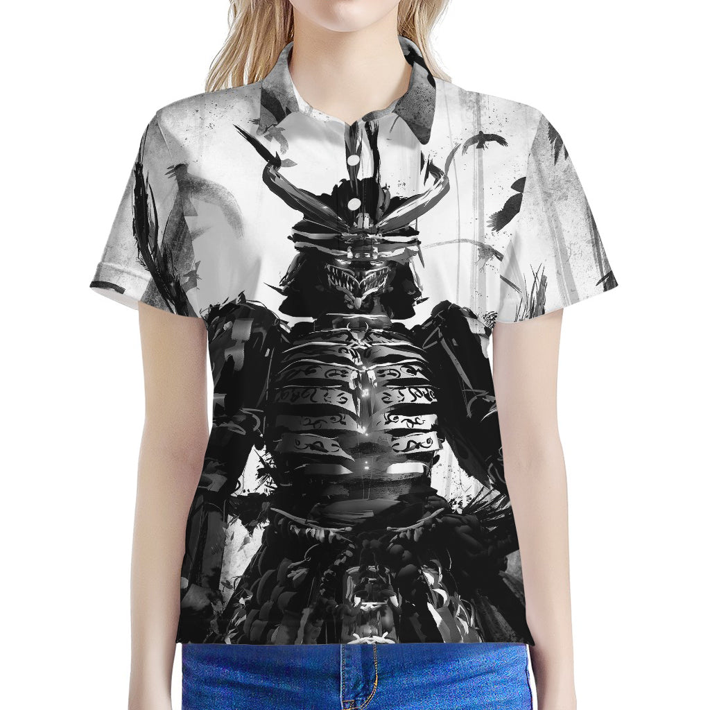 Demon Samurai Print Women's Polo Shirt