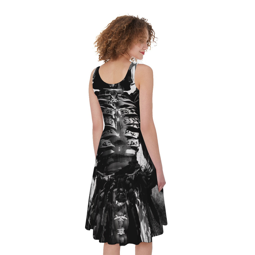 Demon Samurai Print Women's Sleeveless Dress