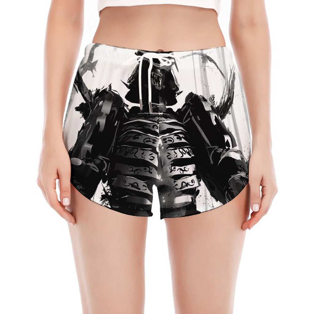 Demon Samurai Print Women's Split Running Shorts