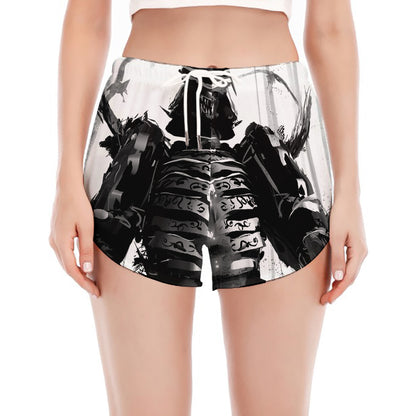 Demon Samurai Print Women's Split Running Shorts