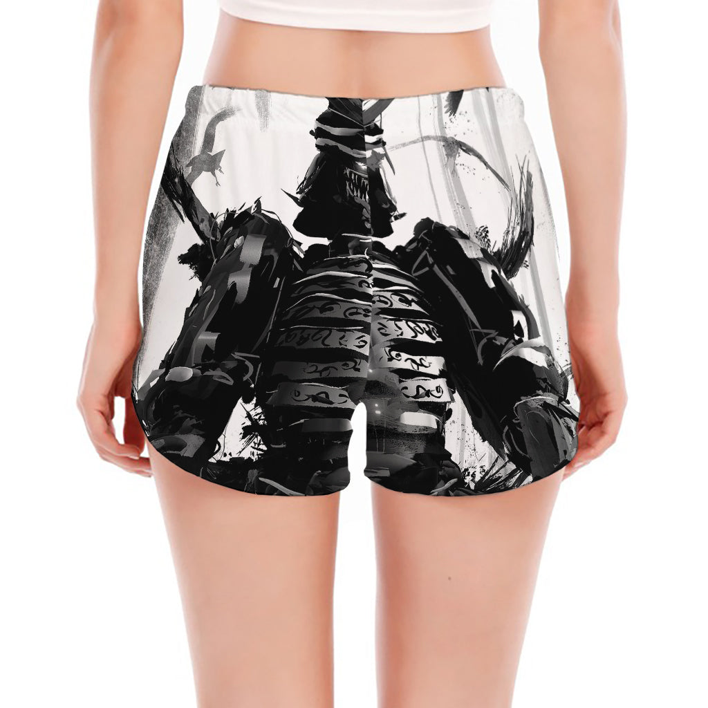 Demon Samurai Print Women's Split Running Shorts