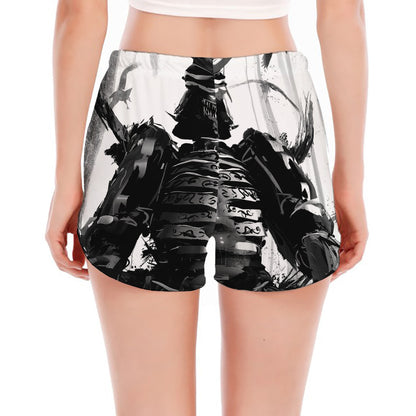 Demon Samurai Print Women's Split Running Shorts