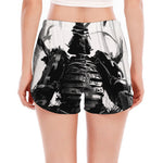 Demon Samurai Print Women's Split Running Shorts