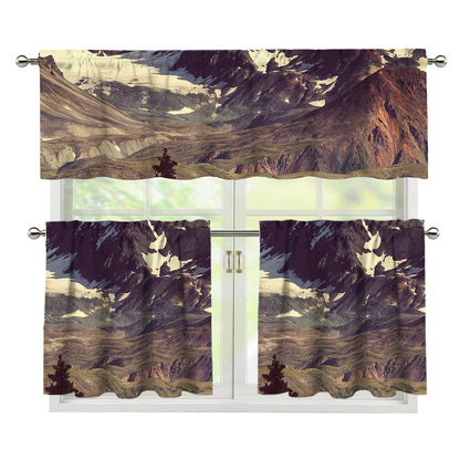 Denali Mountain Print 3 Piece Kitchen Curtains