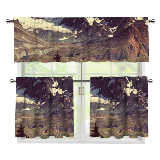 Denali Mountain Print 3 Piece Kitchen Curtains