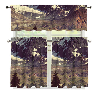 Denali Mountain Print 3 Piece Kitchen Curtains