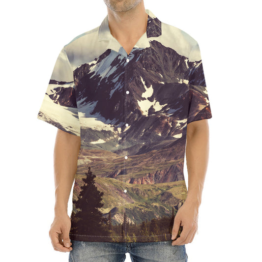 Denali Mountain Print Aloha Shirt