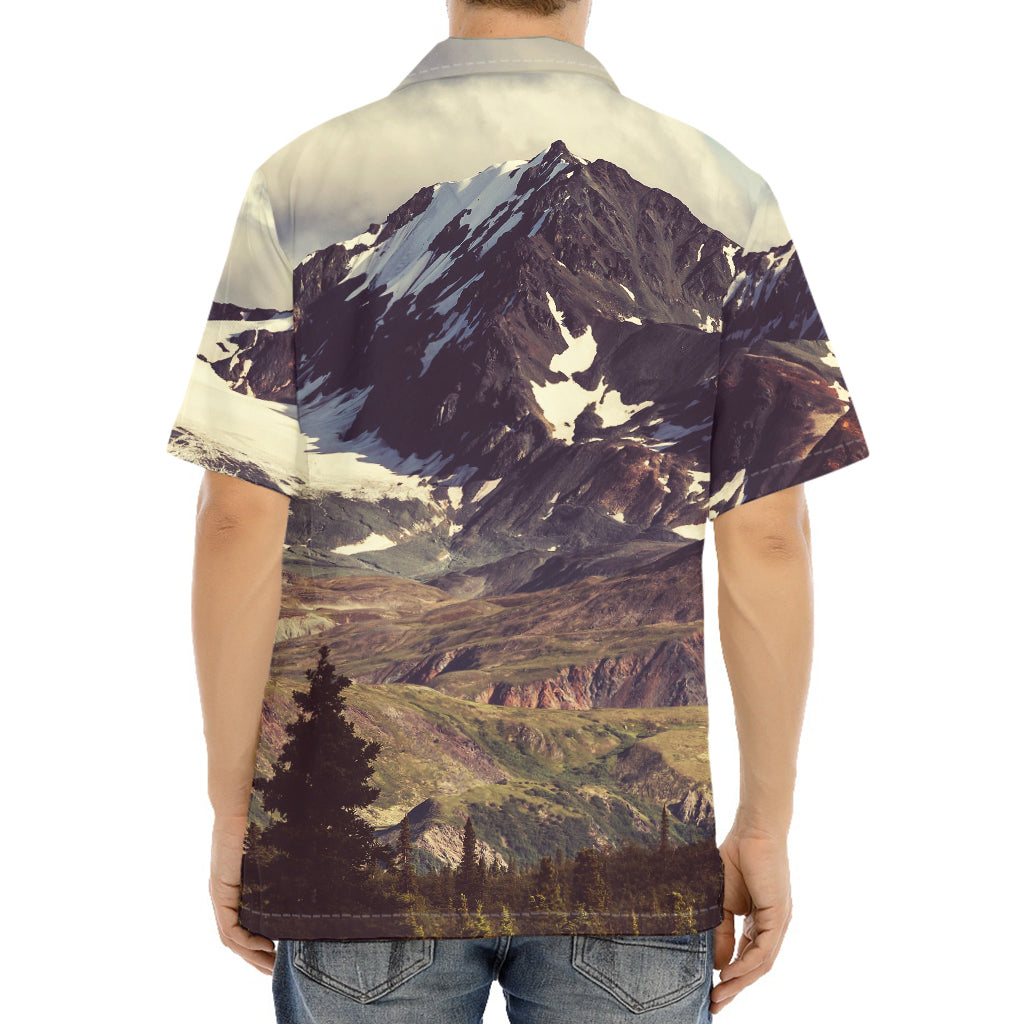 Denali Mountain Print Aloha Shirt