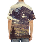 Denali Mountain Print Aloha Shirt